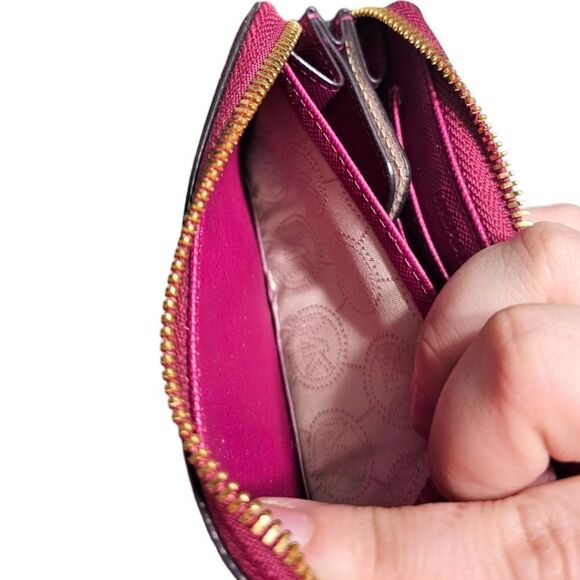 Michael Kors Leather Pink Zip-around Wristlet Wallet - Picture 8 of 16